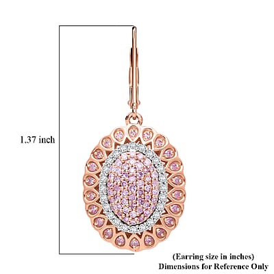 D'Joy Natural Pink and White Diamond I3 1.00 ctw Petal Crown Earrings in 18K Vermeil Rose Gold Over Sterling Silver