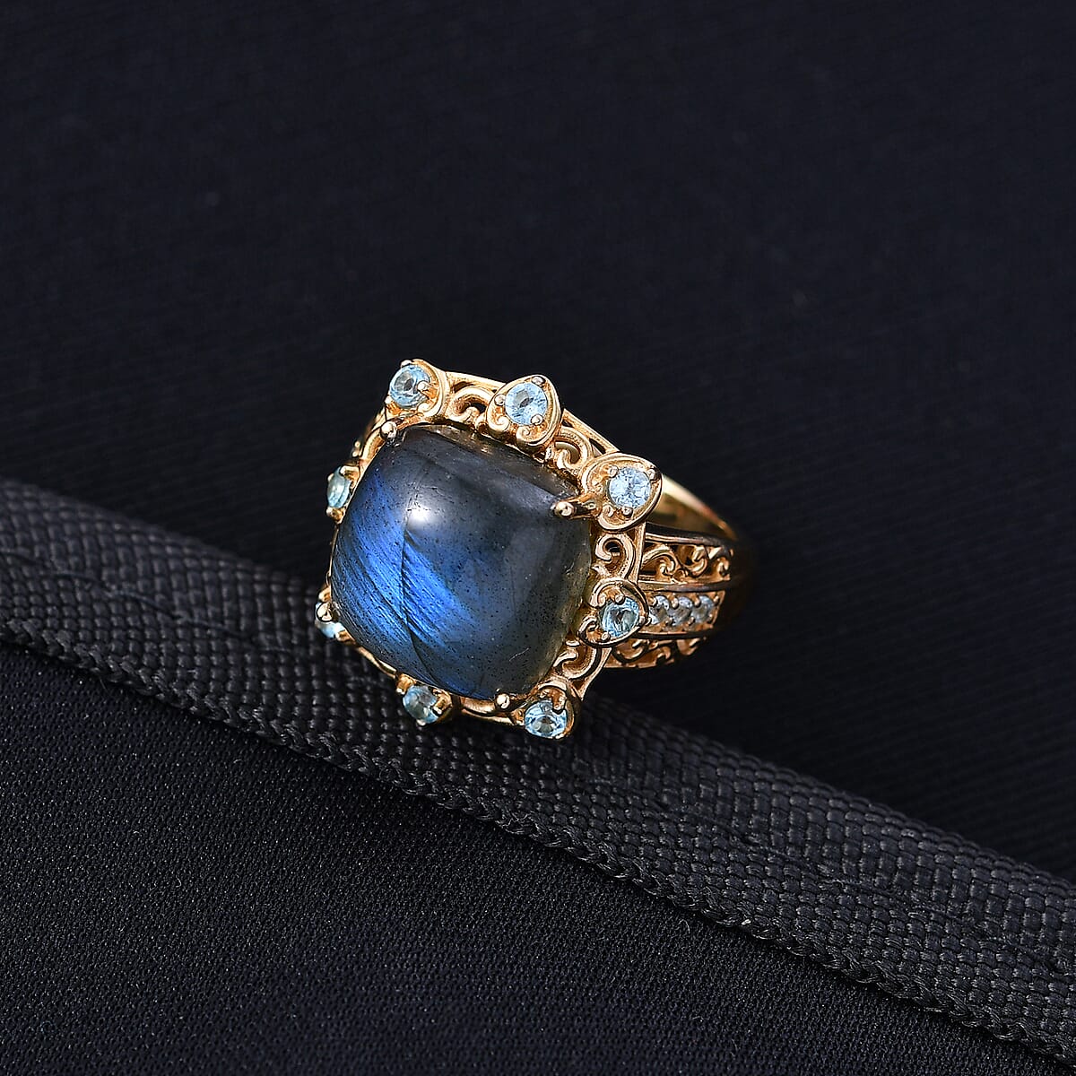 EverTrue Malagasy Labradorite and Apatite 8.90 ctw Ring in 18K Yellow Gold Plated (Size 10.0) (Del. in 7-10 Days) image number 1