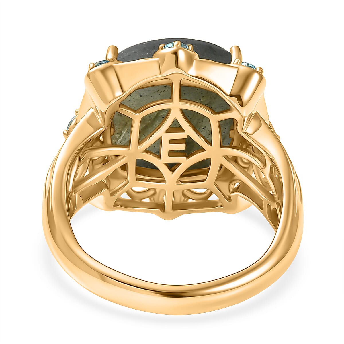 EverTrue Malagasy Labradorite and Apatite 8.90 ctw Ring in 18K Yellow Gold Plated (Size 8.0) image number 4