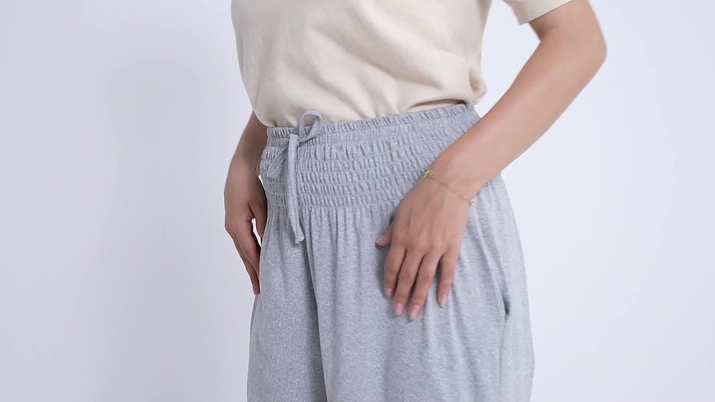 La Marey Black knit Wear Smocked Waist Pants with Elastic Ankles