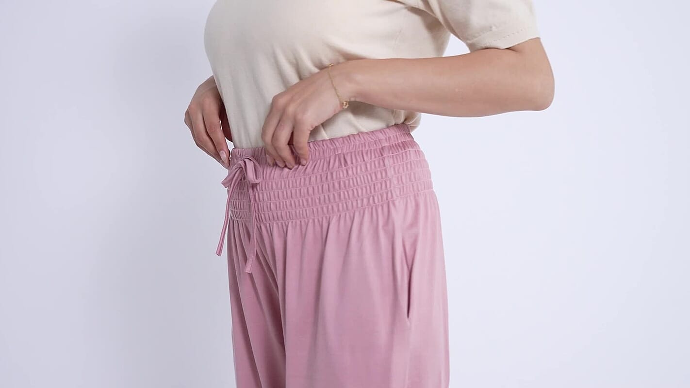 La Marey Black knit Wear Smocked Waist Pants with Elastic Ankles