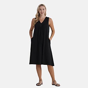  La Marey Black Midi Lounge Dress - One Size Fits Most