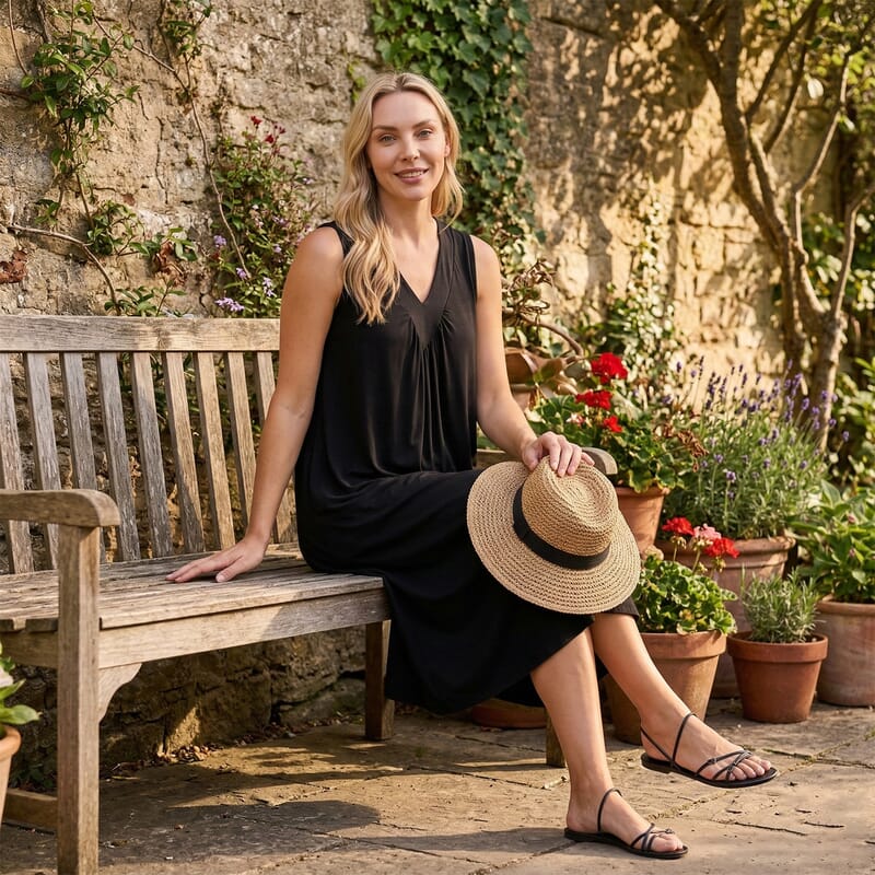 La Marey Black Midi Lounge Dress - One Size Fits Most