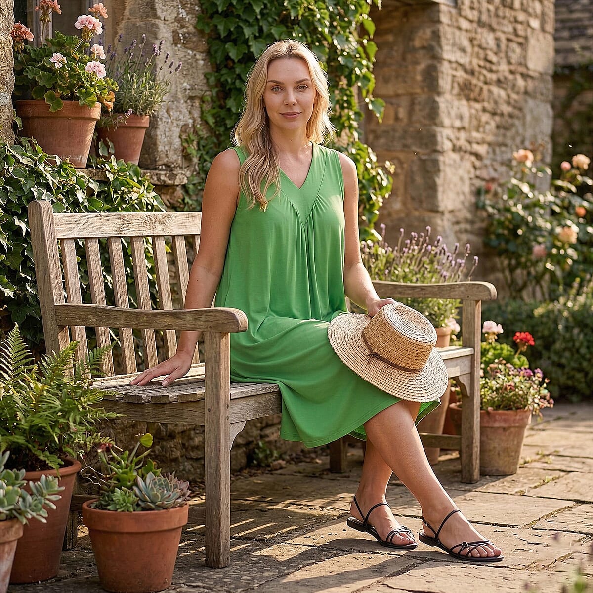  La Marey Green Midi Lounge Dress - One Size Fits Most image number 1