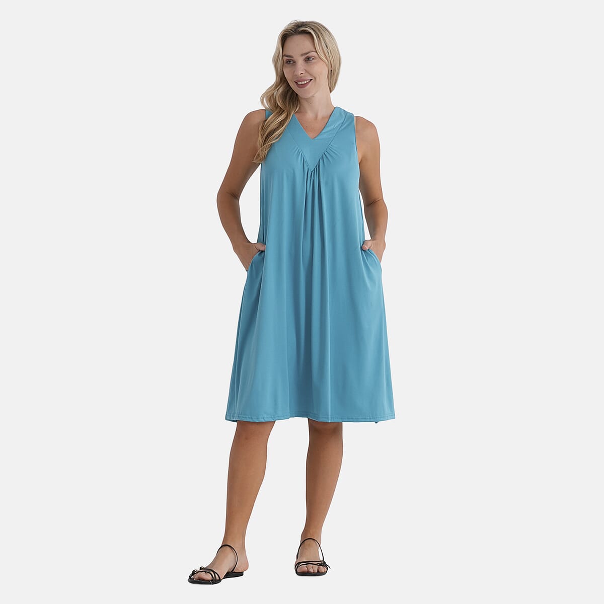  La Marey Turquoise Midi Lounge Dress - One Size Fits Most image number 4