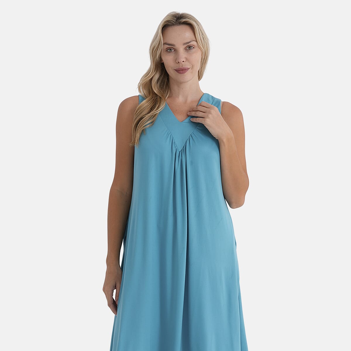  La Marey Turquoise Midi Lounge Dress - One Size Fits Most image number 5