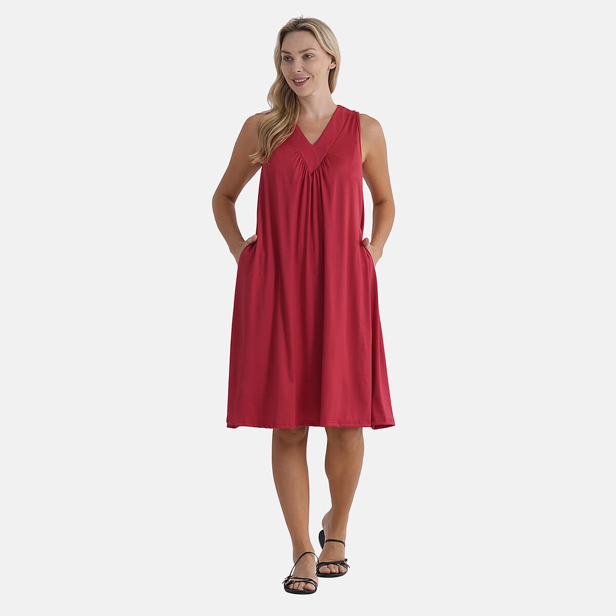  La Marey Red Midi Lounge Dress - One Size Fits Most image number 4