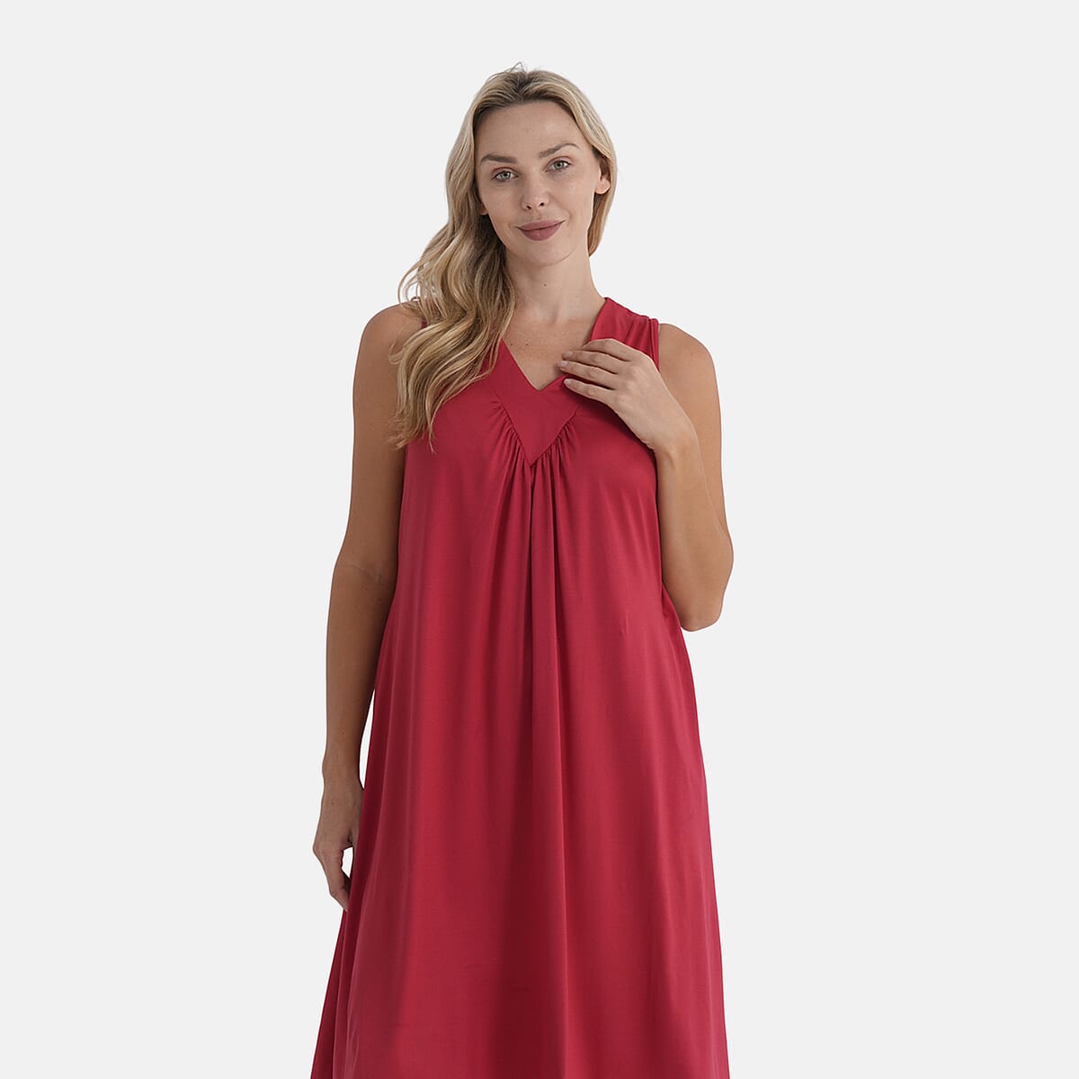  La Marey Red Midi Lounge Dress - One Size Fits Most image number 5