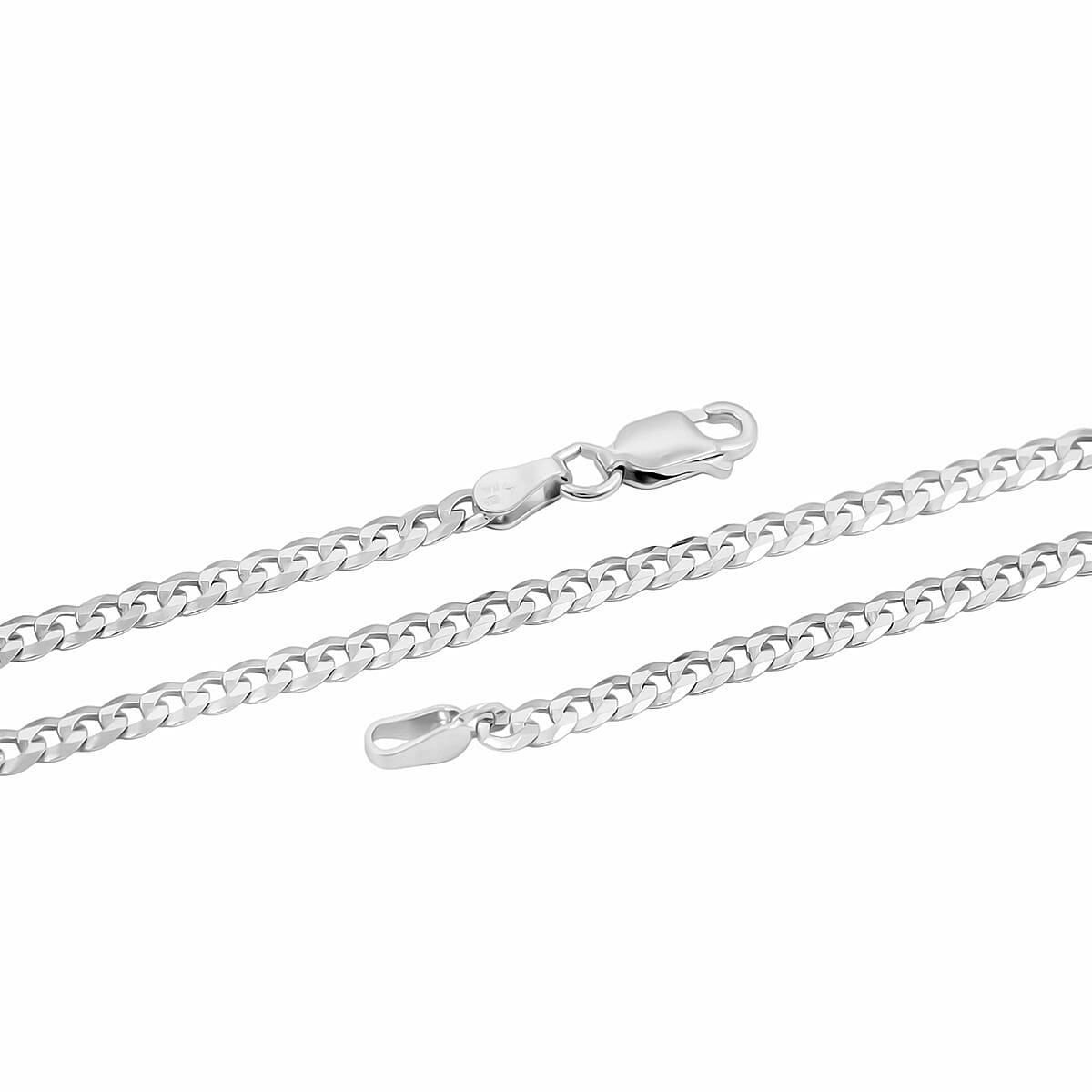 Italian Rhodium Over Sterling Silver Flat Curb Chain Necklace 18 Inches&nbsp;5.20 Grams image number 5