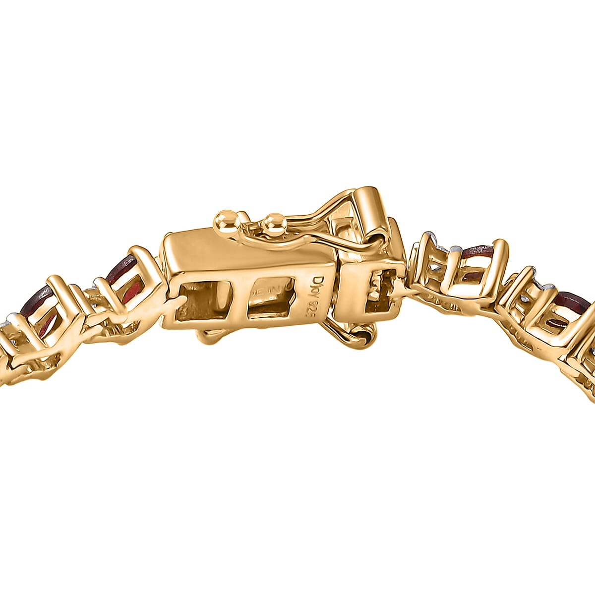 D'Joy Premium Anthill Garnet and Moissanite 4.40 ctw Heartbeat Marquise Bracelet in 18K Vermeil Yellow Gold Over Sterling Silve (6.50 In) image number 3