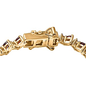 D'Joy Premium Anthill Garnet and Moissanite 4.40 ctw Heartbeat Marquise Bracelet in 18K Vermeil Yellow Gold Over Sterling Silve (6.50 In)