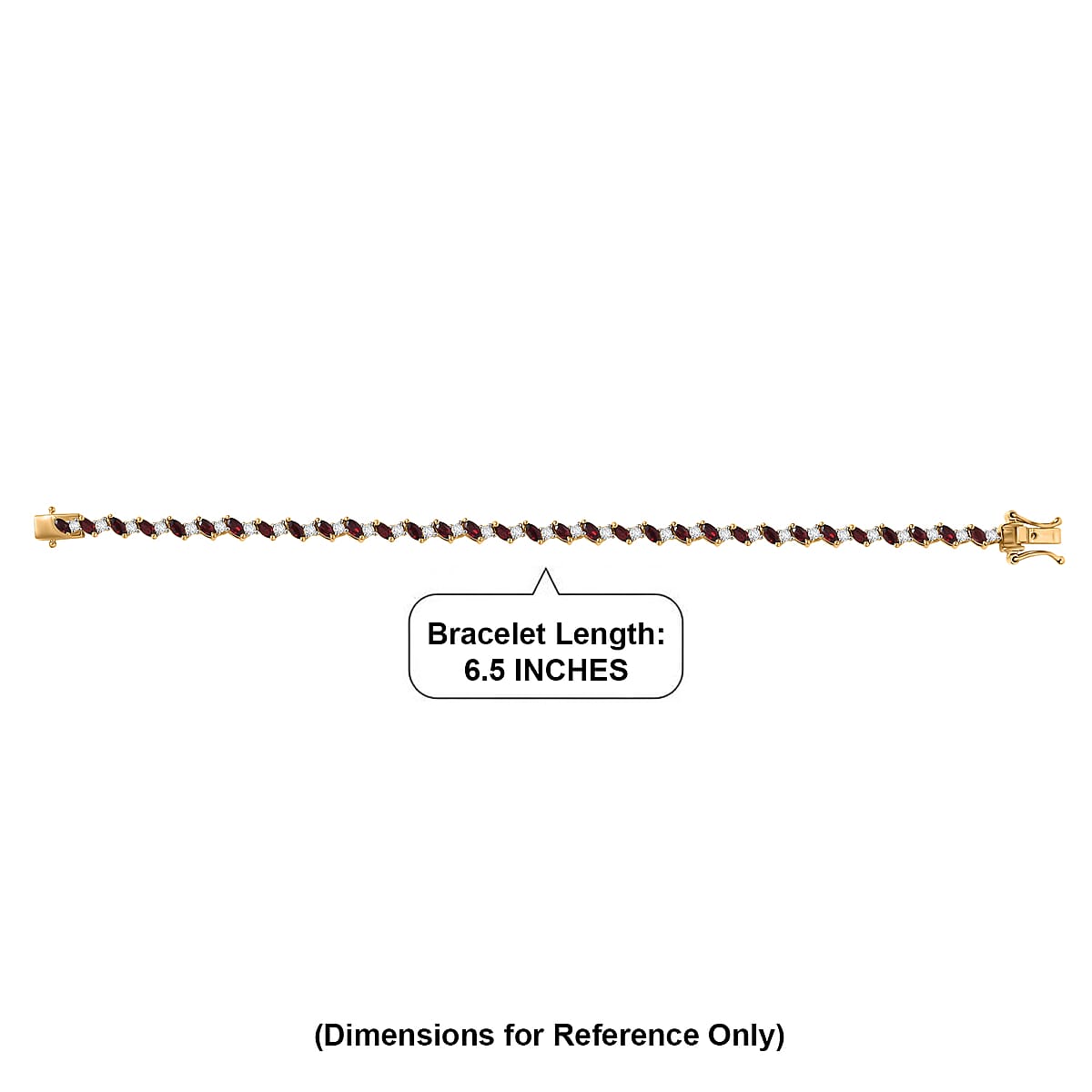 D'Joy Premium Anthill Garnet and Moissanite 4.40 ctw Heartbeat Marquise Bracelet in 18K Vermeil Yellow Gold Over Sterling Silve (6.50 In) image number 4