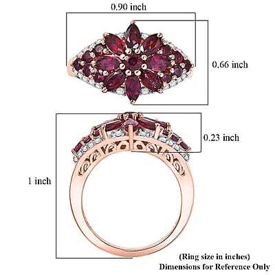 D'Joy Premium Anthill Garnet and Moissanite 2.30 ctw Floral Embrace Ring in 18K Vermeil Rose Gold Over Sterling Silver (Size 7.0)