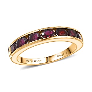 D'Joy Premium Anthill Garnet 1.50 ctw Eternal Love Ring in 18K Vermeil Yellow Gold Over Sterling Silver (Size 10.0) (Del. in 5-7 Days) 