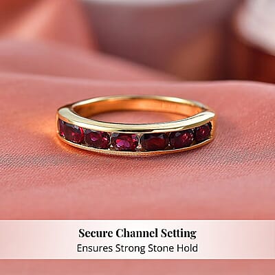 D'Joy Premium Anthill Garnet 1.50 ctw Eternal Love Ring in 18K Vermeil Yellow Gold Over Sterling Silver (Size 7.0)