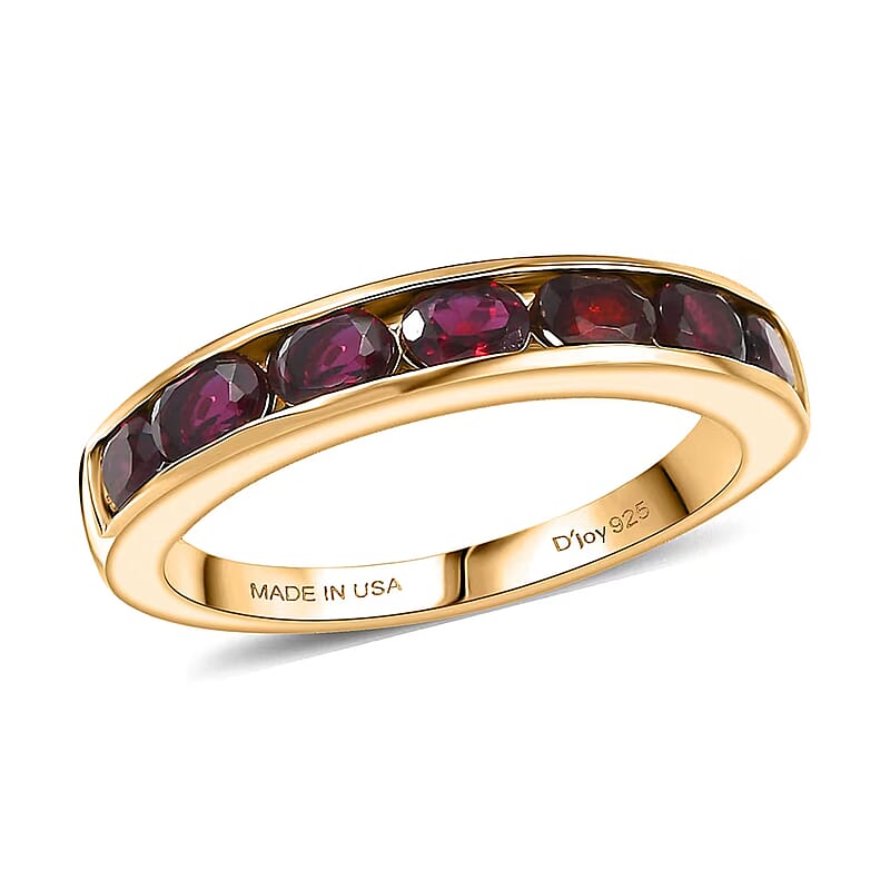 D'Joy Premium Anthill Garnet 1.50 ctw Eternal Love Ring in 18K Vermeil Yellow Gold Over Sterling Silver (Size 5.0)