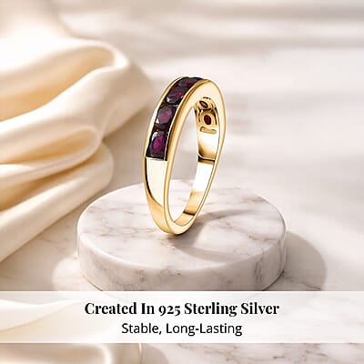 D'Joy Premium Anthill Garnet 1.50 ctw Eternal Love Ring in 18K Vermeil Yellow Gold Over Sterling Silver (Size 5.0)