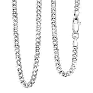 Italian Black Rhodium Over Sterling Silver Flat Curb Chain Necklace 18 Inches&nbsp;5.30 Grams