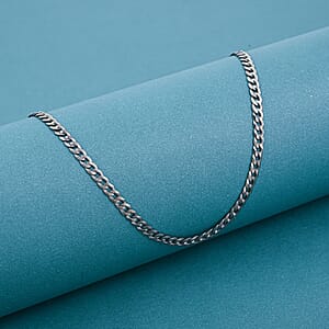 Italian Black Rhodium Over Sterling Silver Flat Curb Chain Necklace 18 Inches&nbsp;5.30 Grams