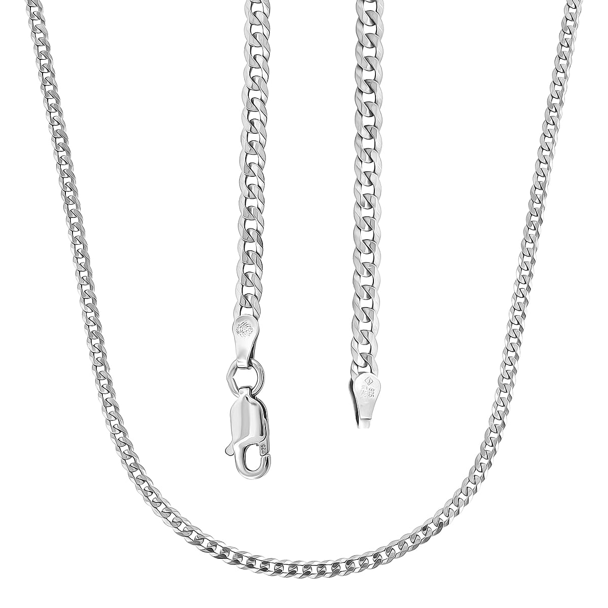 Italian Black Rhodium Over Sterling Silver Flat Curb Chain Necklace 18 Inches&nbsp;5.30 Grams image number 4