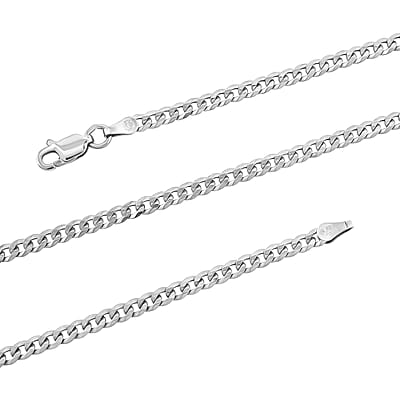 Italian Black Rhodium Over Sterling Silver Flat Curb Chain Necklace 18 Inches 5.30 Grams