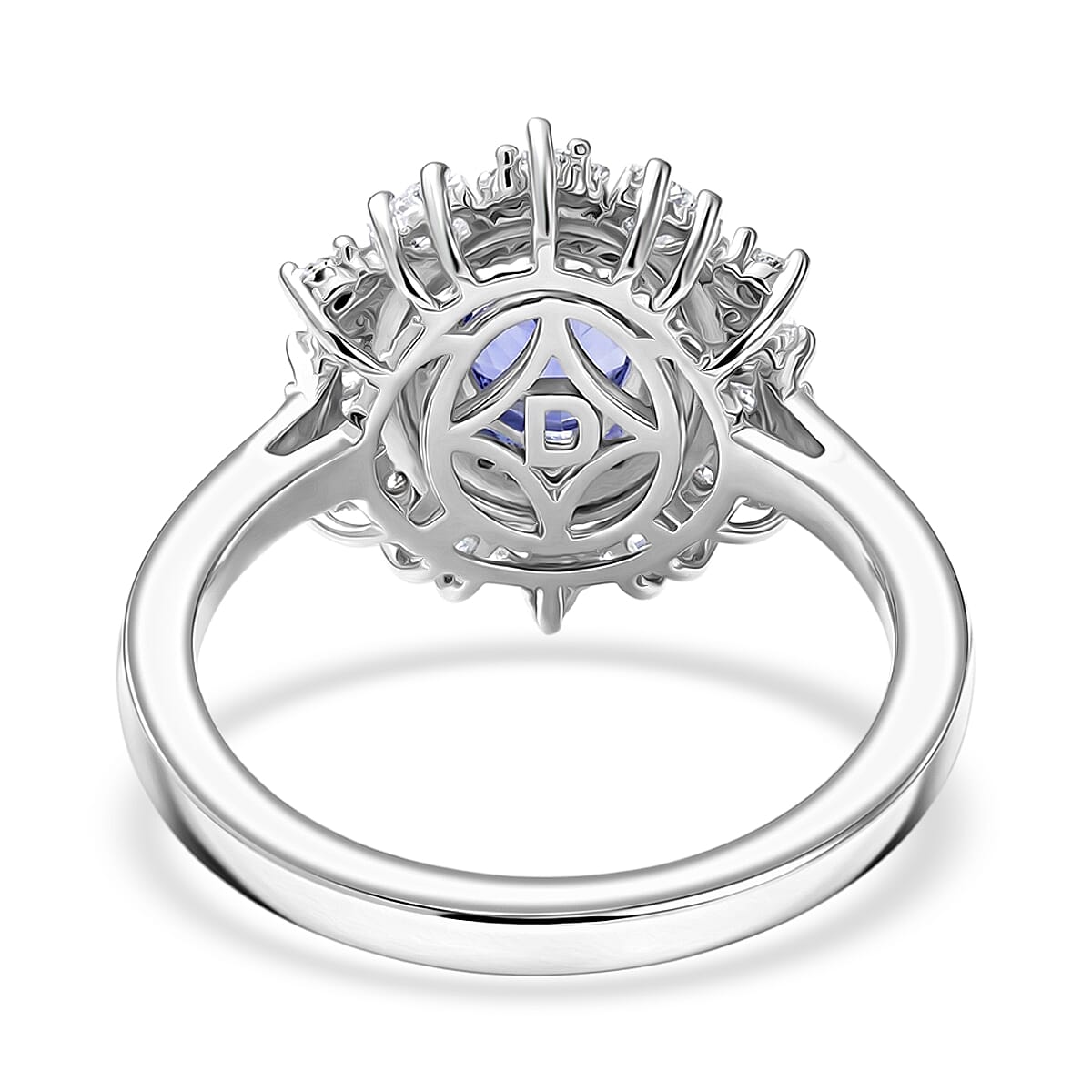 D'Joy Tanzanite and Moissanite 1.60 ctw Azure Starburst Ring in Rhodium Over Sterling Silver (Size 10.0) image number 4