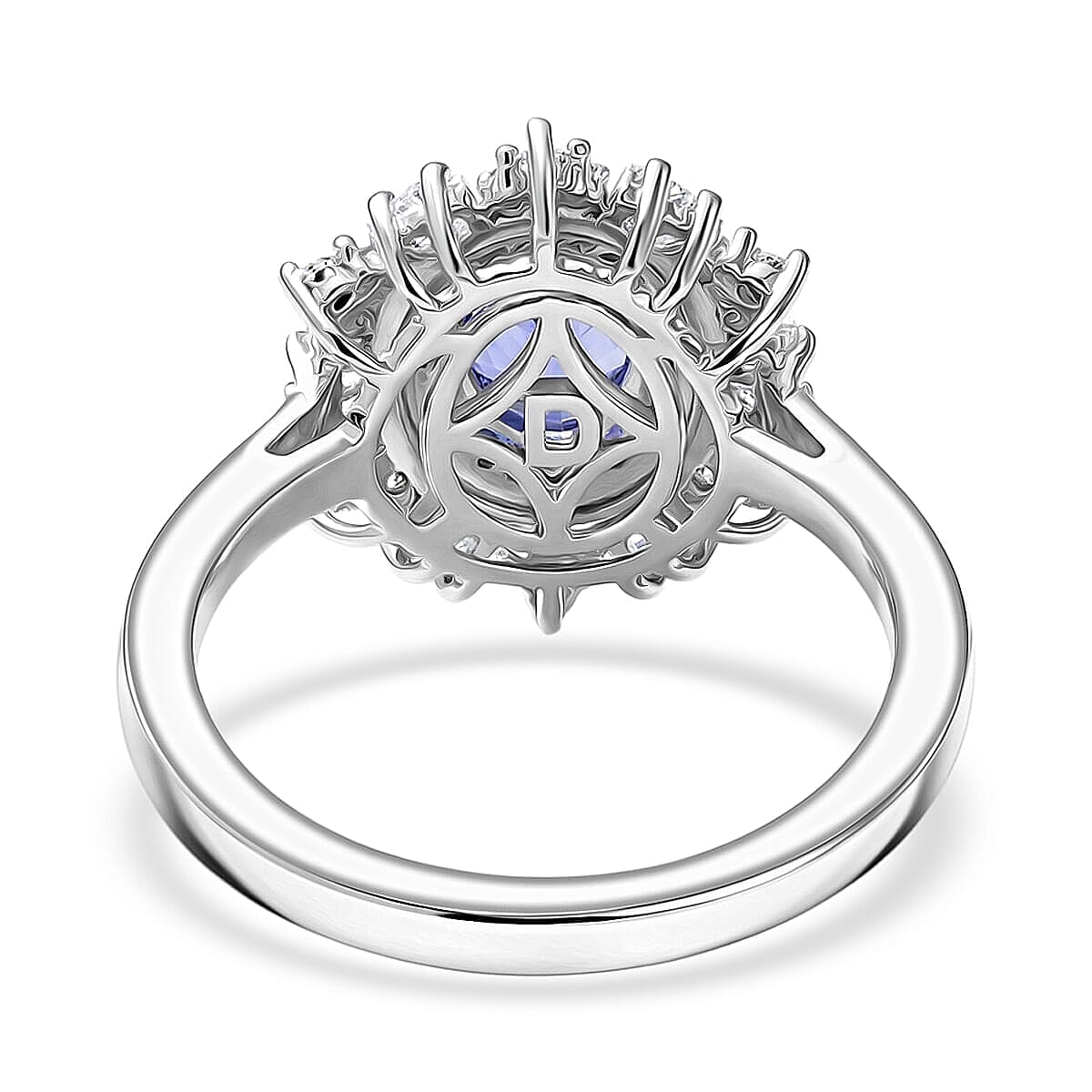 D'Joy Tanzanite and Moissanite 1.60 ctw Azure Starburst Ring in Rhodium Over Sterling Silver (Size 5.0) image number 4