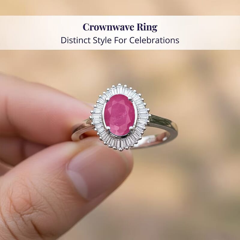 D'Joy Mozambique Ruby and Diamond 1.30 ctw Ring in Rhodium Over Sterling Silver (Size 10.0)