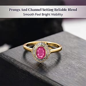 Luxoro Premium Mozambique Ruby and I2 Diamond 1.30 ctw Ring in 10K Yellow Gold (Size 8.5)