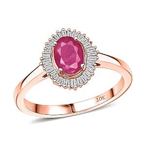 Luxoro Premium Mozambique Ruby and I2 Diamond 1.30 ctw Ring in 10K Rose Gold (Size 10.5)