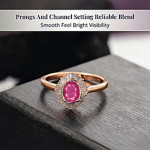 Luxoro Premium Mozambique Ruby and I2 Diamond 1.30 ctw Ring in 10K Rose Gold (Size 10.5)
