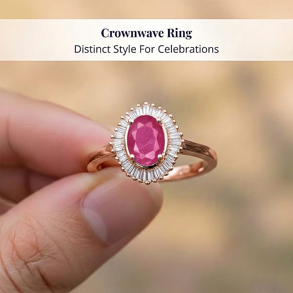 Luxoro Premium Mozambique Ruby and I2 Diamond 1.30 ctw Ring in 10K Rose Gold (Size 10.5) image number 4
