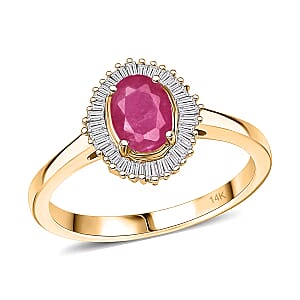 Luxoro Premium Mozambique Ruby and I2 Diamond 1.30 ctw Ring in 14K Yellow Gold (Size 5.0)