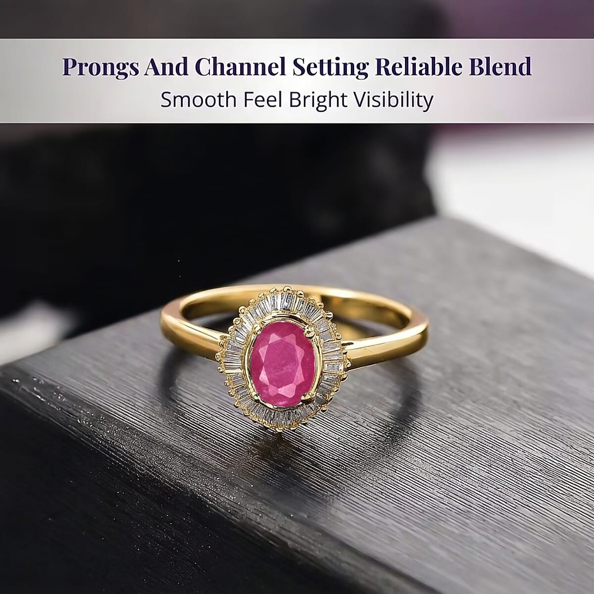 Luxoro Premium Mozambique Ruby and I2 Diamond 1.30 ctw Ring in 14K Yellow Gold (Size 8.5) image number 3