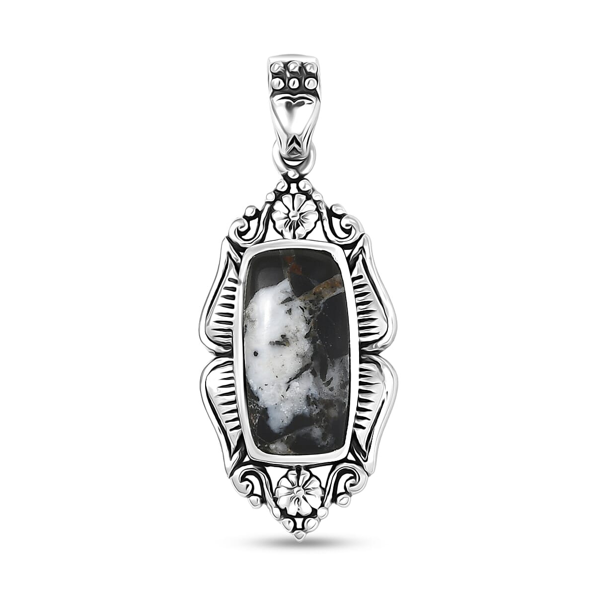 D'Joy Artisan Crafted Premium White Buffalo 2.80 ctw Pendant without Chain in Sterling Silver