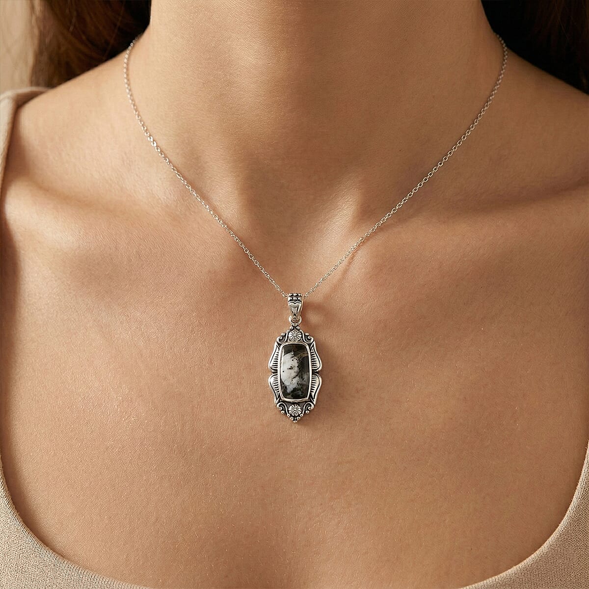 D'Joy Artisan Crafted White Buffalo  Fancy Pendant Sterling Silver 2.40 ctw image number 2