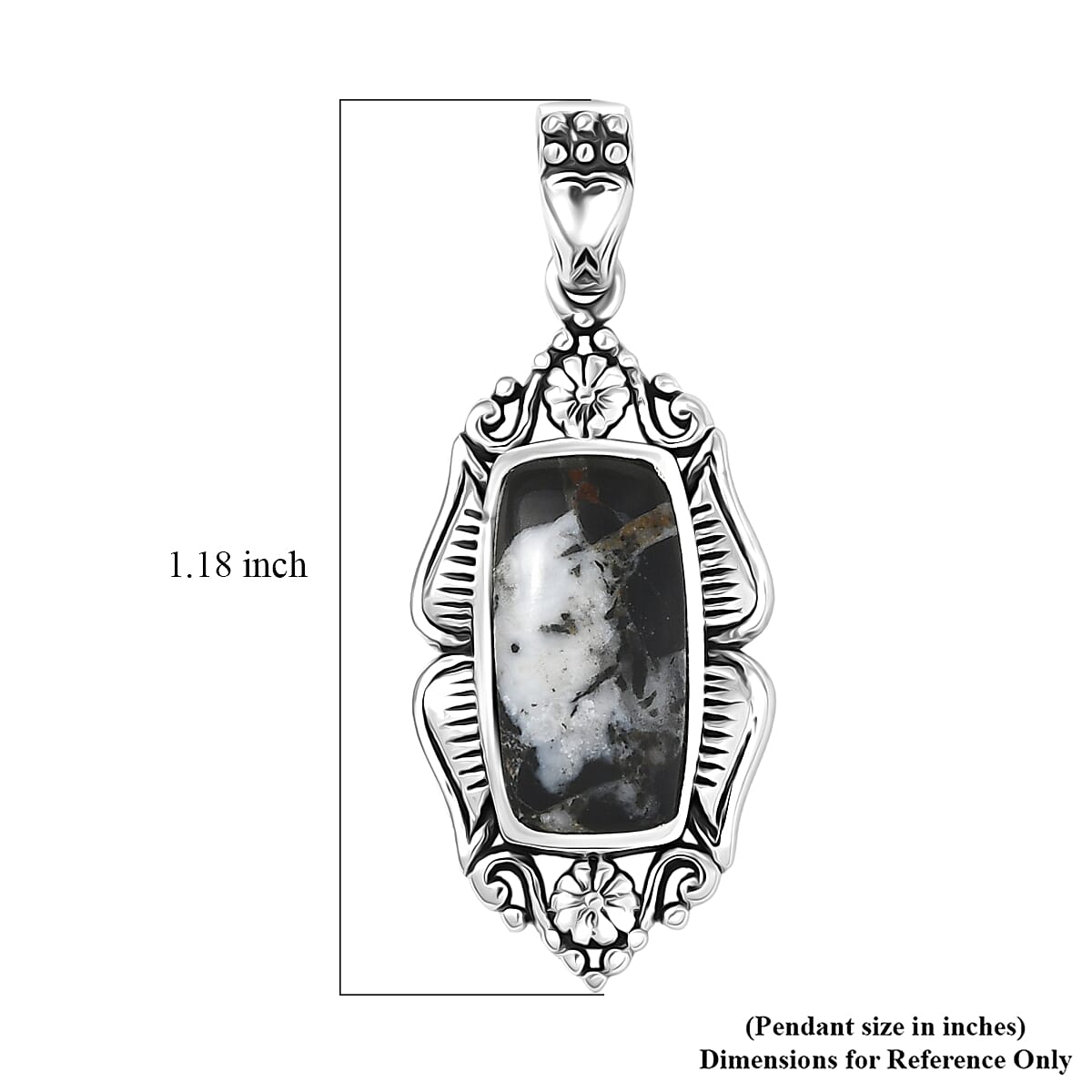 D'Joy Artisan Crafted Premium White Buffalo 2.80 ctw Pendant without Chain in Sterling Silver