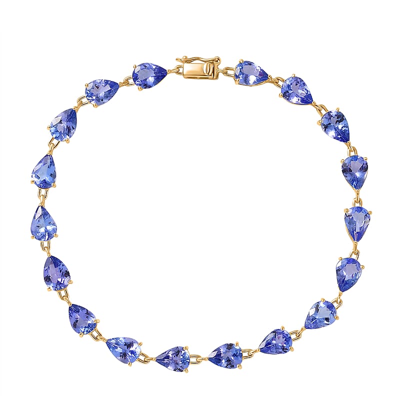 Luxoro Premium Tanzanite 11.00 ctw Line Bracelet in 10K Yellow Gold (7.25 In)