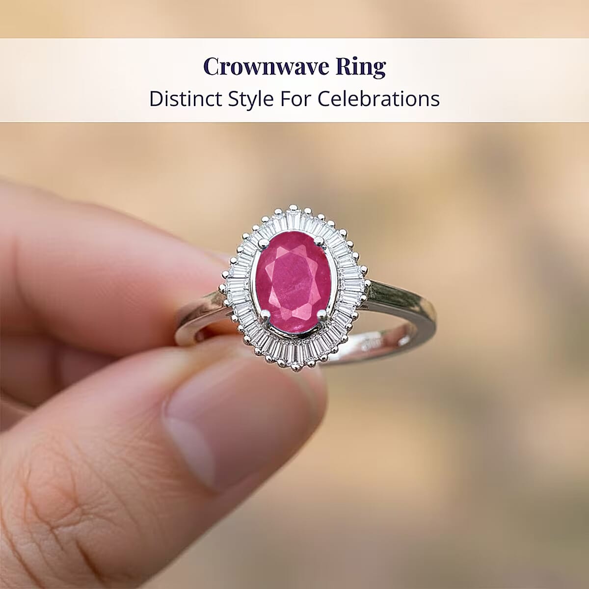 Luxoro Premium Mozambique Ruby and I2 Diamond 1.30 ctw Ring in 14K White Gold (Size 5.5) image number 4