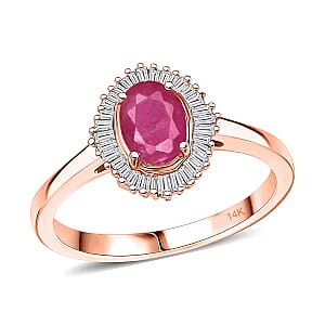 Luxoro Premium Mozambique Ruby and I2 Diamond 1.30 ctw Ring in 14K Rose Gold (Size 6.0)