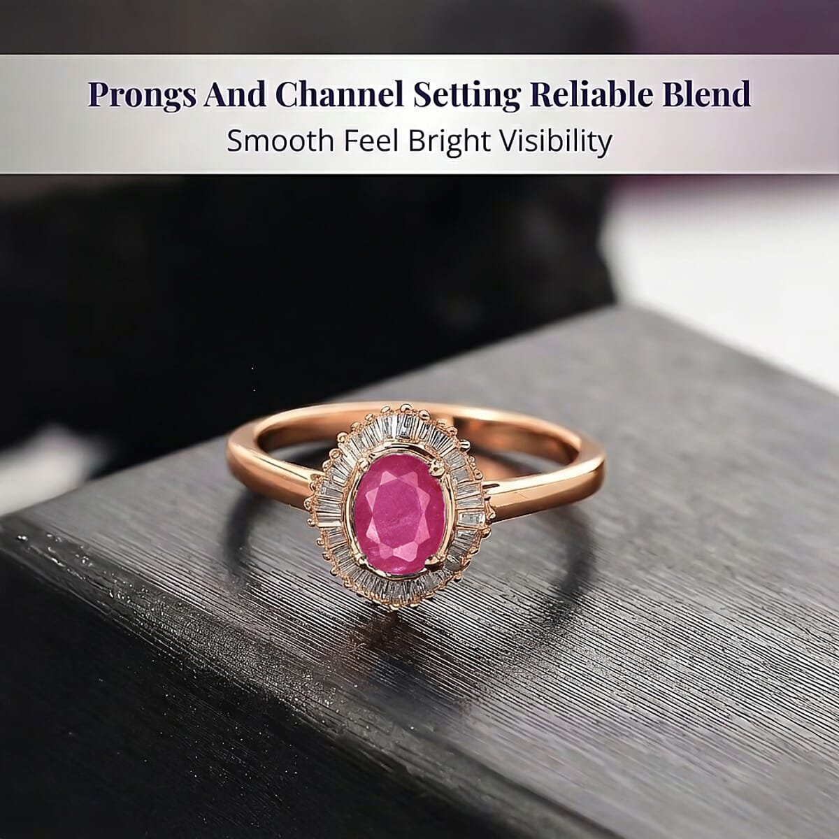 Luxoro Premium Mozambique Ruby and I2 Diamond 1.30 ctw Ring in 14K Rose Gold (Size 6.0) image number 3
