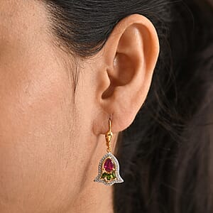 D'Joy Niassa Ruby (FF) and Multi Gemstone 3.20 ctw Earrings in 18K Vermeil Yellow Gold Over Sterling Silver