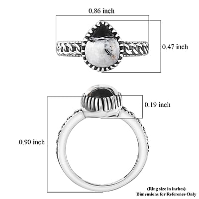 D'Joy Artisan Crafted Premium White Buffalo 2.70 ctw Ring in Sterling Silver (Size 7.0)