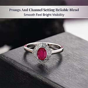 Rhapsody AAAA Mozambique Ruby and E-F VS Diamond 1.30 ctw Ring in 18K White Gold (Size 7.5)