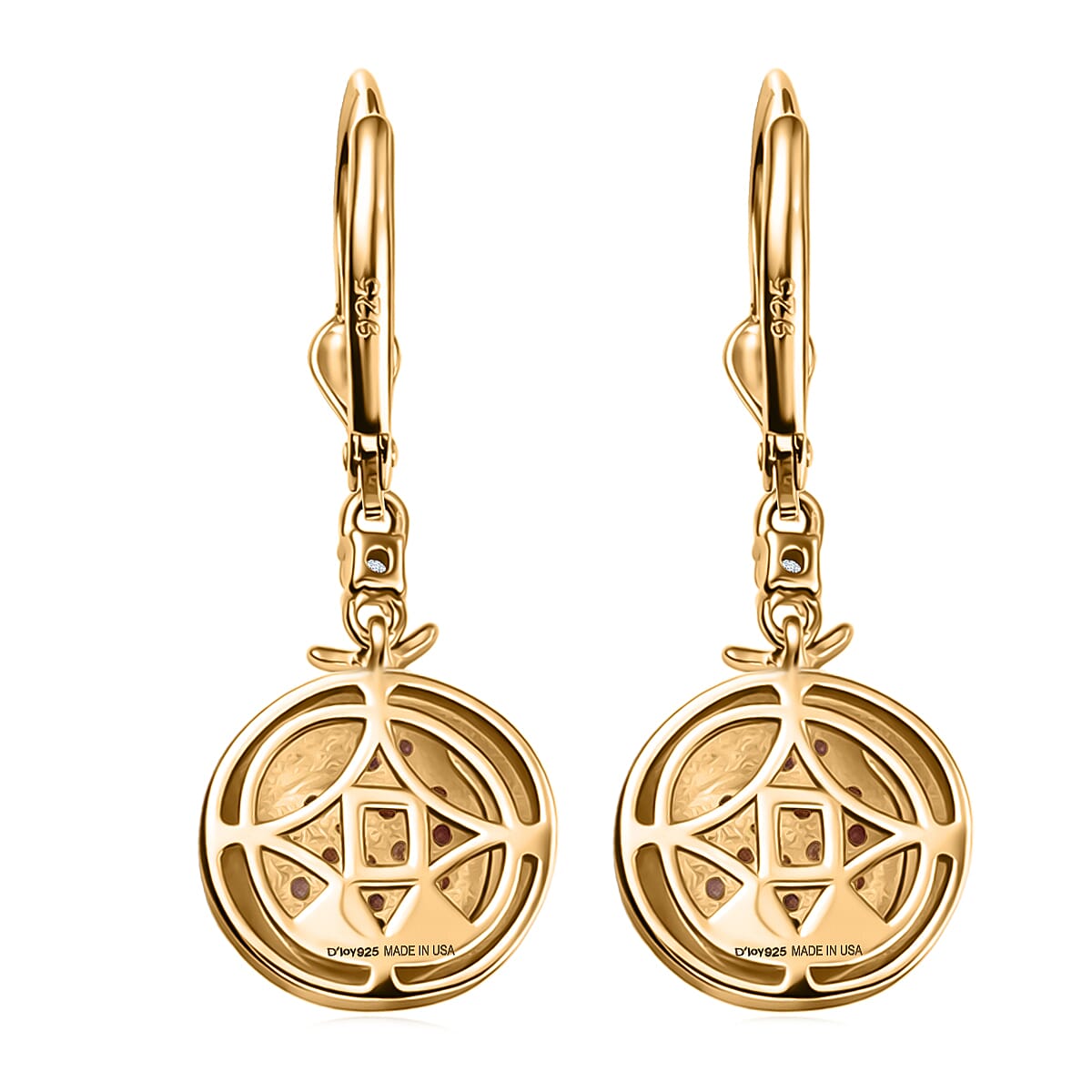 D'Joy Orissa Rhodolite Garnet and White Zircon 1.10 ctw Earrings in 18K Vermeil Yellow Gold Over Sterling Silver image number 4