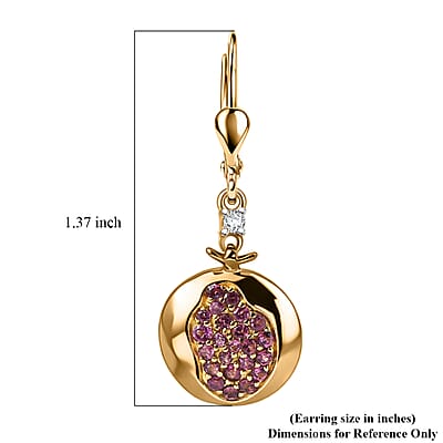 D'Joy Passport to Israel Orissa Rhodolite Garnet and White Zircon 1.10 ctw Earrings in 18K Vermeil Yellow Gold Over Sterling Silver
