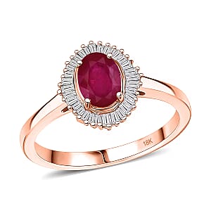 Rhapsody AAAA Mozambique Ruby and E-F VS Diamond 1.30 ctw Ring in 18K Rose Gold (Size 10.0)