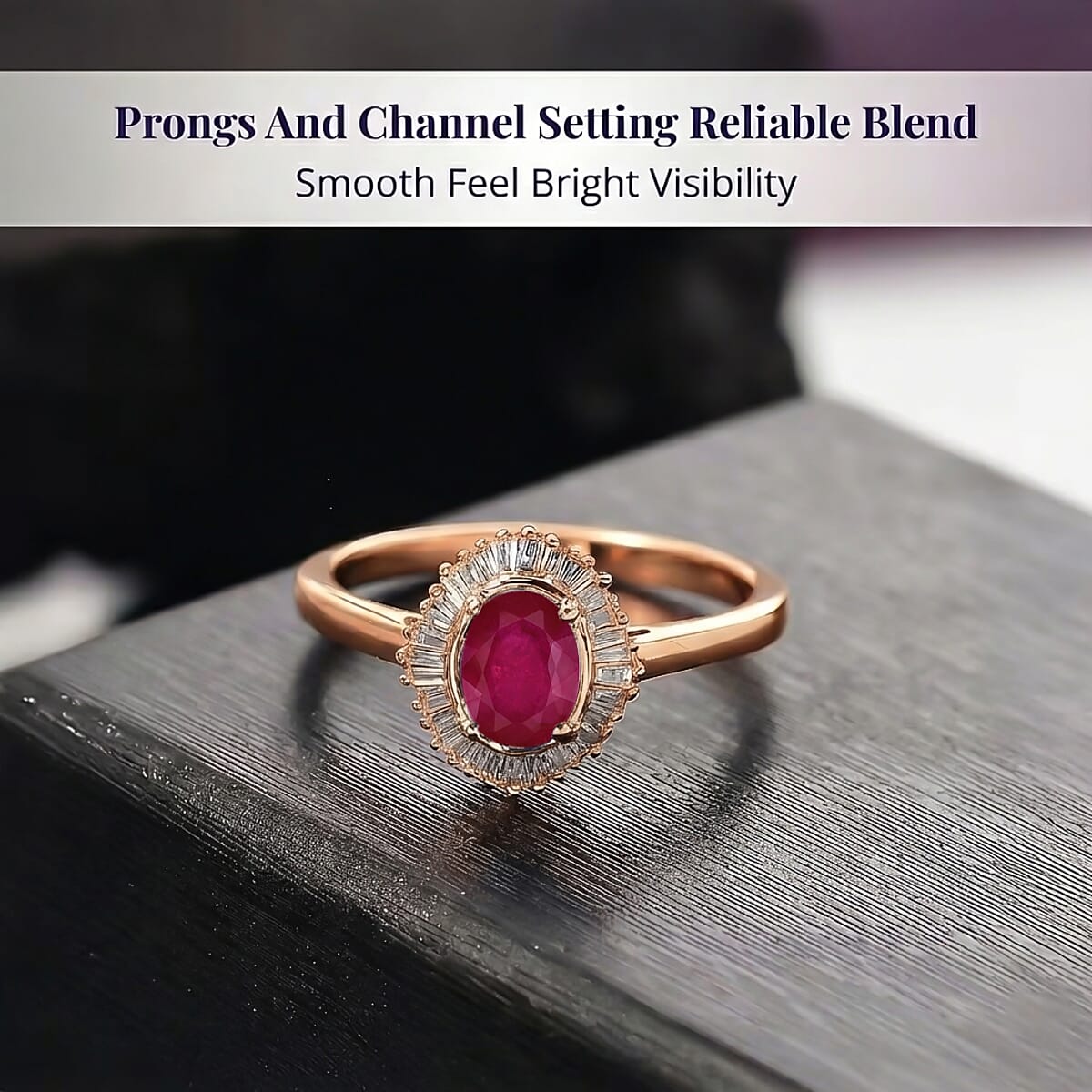 Rhapsody AAAA Mozambique Ruby and E-F VS Diamond 1.30 ctw Ring in 18K Rose Gold (Size 10.0) image number 3