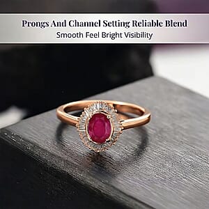 Rhapsody AAAA Mozambique Ruby and E-F VS Diamond 1.30 ctw Ring in 18K Rose Gold (Size 10.0)