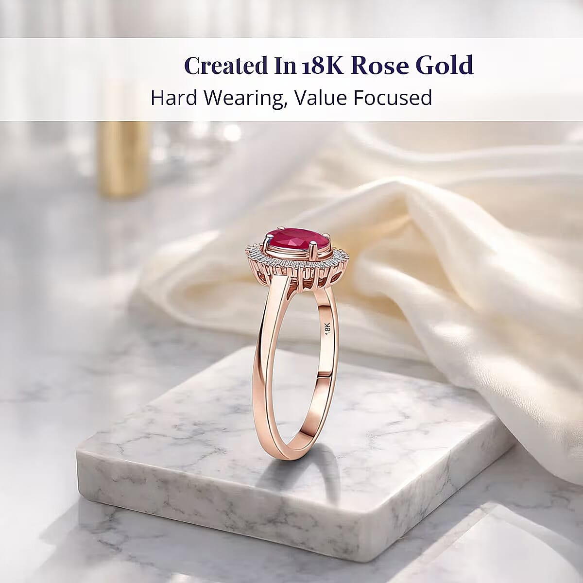 Rhapsody AAAA Mozambique Ruby and E-F VS Diamond 1.30 ctw Ring in 18K Rose Gold (Size 4.0) image number 2